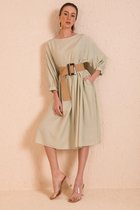 AYANA Jurken voor Vrouwen - Midi Jurken Dames - Zomerjurken Dames met Ronde Hals - Lange Jurken voor Volwassenen - Blouse Jurk Dames - Kleding Dames - Mint Groen - M