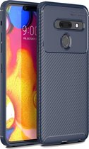 Koolstofvezel textuur schokbestendig TPU-hoesje voor LG G8 ThinQ (blauw)