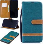 Kleuraanpassing Denim Texture Leather Case voor Xiaomi Redmi Note 7, met houder & kaartsleuven & portemonnee & lanyard (groen)