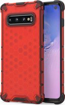 Honingraat schokbestendige pc + tpu case voor Galaxy S10 (rood)
