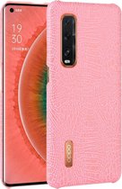 Voor Oppo Find X2 Pro Shockproof Crocodile Texture PC + PU Case (roze)