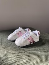 Baby sneaker gympen elastiek wit roze 0-6mnd