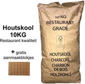 Houtskool BBQ 10kg + gratis aanmaakblokjes. Houtskool FSC horeca / restaurant kwaliteit mix van Eik-Haagbeuk-Es 10kg (- maat 40-150) gratis verzending