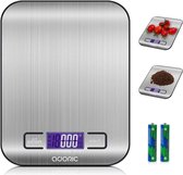 ADORIC digitale keuken weegschaal | Professionele keukenweegschaal | LCD-scherm | tot 5 kg | Zilver