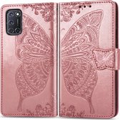 Mobigear Butterfly Telefoonhoesje geschikt voor OPPO A72 Hoesje Bookcase Portemonnee - Roségoud