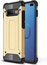 Samsung Galaxy S10+ Hoesje - Mobigear - Outdoor Serie - Hard Kunststof Backcover - Goud - Hoesje Geschikt Voor Samsung Galaxy S10+