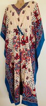 Dames kaftan/jurk lang met paisley/bloemenprint onesize 36-50 beige/rood/blauw
