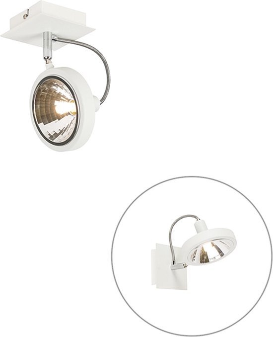 QAZQA nox – Wand en plafond spot – 1 lichts – L 100 mm – Wit