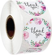 Sluitsticker - Sluitzegel - Thank you | Bloem / Bloemen – Vrolijk -  Kleur - Zwart - Wit | Bedankje - Envelop | Chique | Envelop stickers | Cadeau - Gift - Cadeauzakje - Traktatie