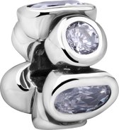 Quiges Bedel Bead - 925 Zilver - Transparante Zirkonia Kristallen Kraal Charm - Z306