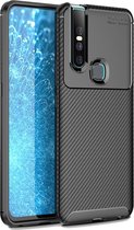 Carbon Fiber Texture Shockproof TPU Case voor VIVO V15 (Zwart)