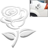 3D Rose Pattern Car Sticker, Afmetingen: 10,5 cm x 8 cm (ongeveer) (zilver)