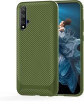 Voor Huawei Nova 5T / Honor 20s koolstofvezel textuur schokbestendig TPU beschermhoes (groen)