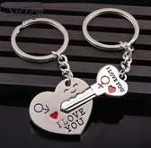 Mode Hart Sleutelhanger Zilver Kleur Liefhebbers Liefde Sleutelhanger Valentijnsdag geschenk 1 paar paar sleutelhanger
