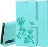 Rose reliÃ«f horizontale Flip PU lederen tas voor Galaxy A50, met houder & kaartsleuven & portemonnee (groen)