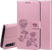Rose reliÃ«f horizontaal Flip PU lederen tas voor Galaxy A70, met houder & kaartsleuven & portemonnee (Rose Gold)