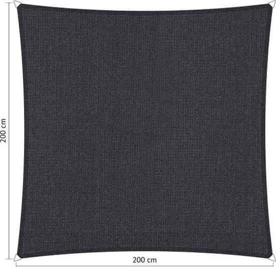 Foto: Shadow comfort vierkantige schaduwdoek uv bestendig zonnedoek 200 x 200 cm carbon black