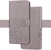 Reliëf patroon PU + TPU horizontaal flip lederen tas voor iPhone XS Max, met houder & kaartsleuven en portemonnee (grijs)