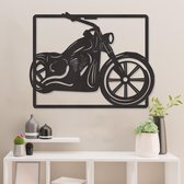 Wanddecoratie - Motorfiets - Brommer - Hout - Wall Art - Muurdecoratie - Zwart - 76.5 x 59 cm