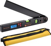 Neoteck® Digitale Hoekmeter Inclusief Batterij en Waterpas functie- LCD scherm met achtergrondverlichting- Vergrendel knop en Opbergtas- 44.4x6.7x4.7 cm- 560 Gram- Zwart