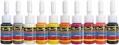Bulkvoordeel! SET VAN 10 KLEUREN TATTOO INKT, VOORDEELFLESJES VAN 5ML TATOEAGE INK