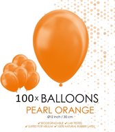 100 Parel oranje ballonnen 30 cm /12 inch.