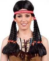 Indianen pruik Pocahontas met vlechten.