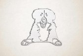 Wanddecoratie - Border Collie hond - S - 45x49cm - EssenhoutWit - muurdecoratie - Line Art