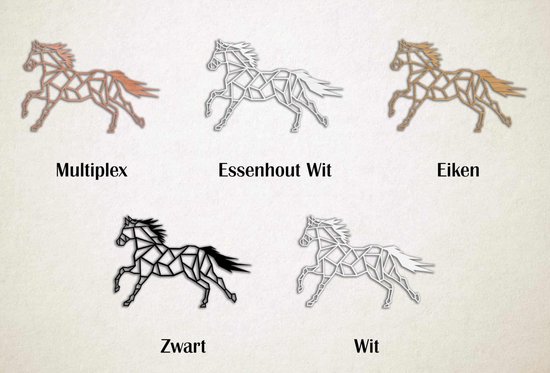 Wanddecoratie - Galopperend paard - S - 41x60cm - Eiken - muurdecoratie - Line Art