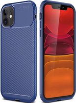 MM&A Carbon Fiber TPU Back Cover Case Hoesje geschikt voor Apple iPhone 12 Pro Max – Blauw – Zachte Plastic - Siliconen – Geborsteld – Soft Case - Flexibel