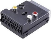 SpeaKa Professional SP-7870356 SCART / Cinch / S-Video Y-adapter [1x SCART-stekker - 3x Cinch-koppeling, SCART-bus, S-video bus] Zwart Met omschakelaar