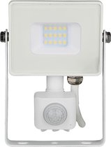 SAMSUNG - LED Bouwlamp 10 Watt met Sensor - LED Schijnwerper - Nivra Dana - Warm Wit 3000K - Mat Wit - Aluminium
