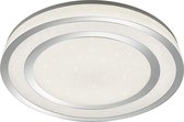 LED Plafondlamp - Iona Noruno - 45W - Aanpasbare Kleur - Dimbaar - Afstandsbediening - Sterlicht - Rond - Mat Chroom - Kunststof