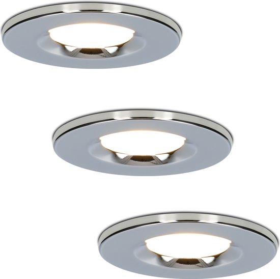 Set van 3 Inbouw Ledspot Praag RVS, 5 Watt, Dimbaar Warm Wit, IP44