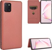 Voor Samsung Galaxy A81 / M60s / Note 10 Lite Carbon Fiber Texture Magnetische Horizontale Flip TPU + PC + PU Leather Case met Touw & Card Slot (Bruin)