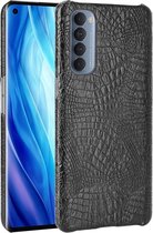 Voor OPPO Reno4 Pro 4G (buitenlandse Indiase versie) Schokbestendige krokodiltextuur pc + PU-hoes (zwart)