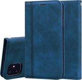 Voor iPhone 11 Frosted Business Magnetische horizontale Flip PU lederen tas met houder & kaartsleuf & lanyard (blauw)