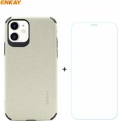Voor iPhone 11 ENKAY ENK-PC0312 2 in 1 Business Series Denim Texture PU-leer + TPU Soft Slim Case Cover ＆ 0.26mm 9H 2.5D Gehard Glasfolie (Beige)