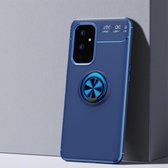 Voor OnePlus 9 metalen ringhouder 360 graden roterende TPU-hoes (blauw + blauw)