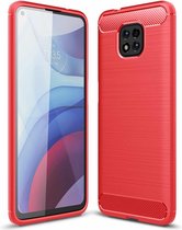 Voor Motorola Moto G Power (2021) Geborstelde textuur TPU-hoesje van koolstofvezel (rood)