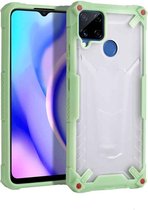 Voor OPPO Realme C12 / C15 Vierhoekige airbag Schokbestendig TPU + semi-transparante pc-behuizing (groen)