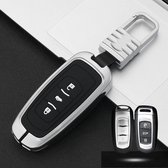 Auto Lichtgevende All-inclusive Zinklegering Sleutel Beschermhoes Sleutel Shell voor Geely A Style Smart 3-knops (Zilver)
