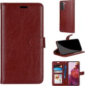 Voor Samsung Galaxy S21 5G Pure Kleur Horizontale Flip PU lederen tas met houder & kaartsleuven & portemonnee & fotolijst (bruin)