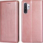 Voor Samsung Galaxy Note10 PU + TPU Gloss Oil Effen Kleur Magnetische Horizontale Flip Leren Case met Houder & Kaartsleuf & Portemonnee (Rose Goud)