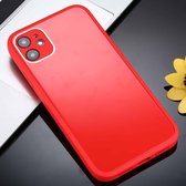 Effen kleur glas + siliconen beschermhoes voor iPhone 12 mini (rood)