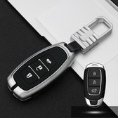 Auto Lichtgevende All-inclusive Zinklegering Sleutel Beschermhoes Sleutel Shell voor Hyundai I Stijl Smart 3-knops (Zilver)