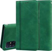 Voor Samsung Galaxy M51 Frosted Business Magnetische Horizontale Flip PU lederen tas met houder & kaartsleuf & lanyard (groen)