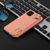 Voor iPhone 11 Pro schokbestendig TPU-hoesje in effen kleur met polsband (koraaloranje)