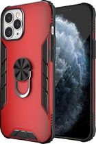 Voor iPhone 12 Pro Max Magnetische Frosted PC + Matte TPU Schokbestendige Case met Ringhouder (China Rood)