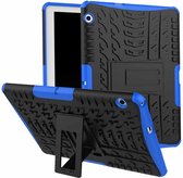 Voor Huawei MediaPad T3 10 Bandentextuur Schokbestendig TPU + PC beschermhoes met houder (blauw)